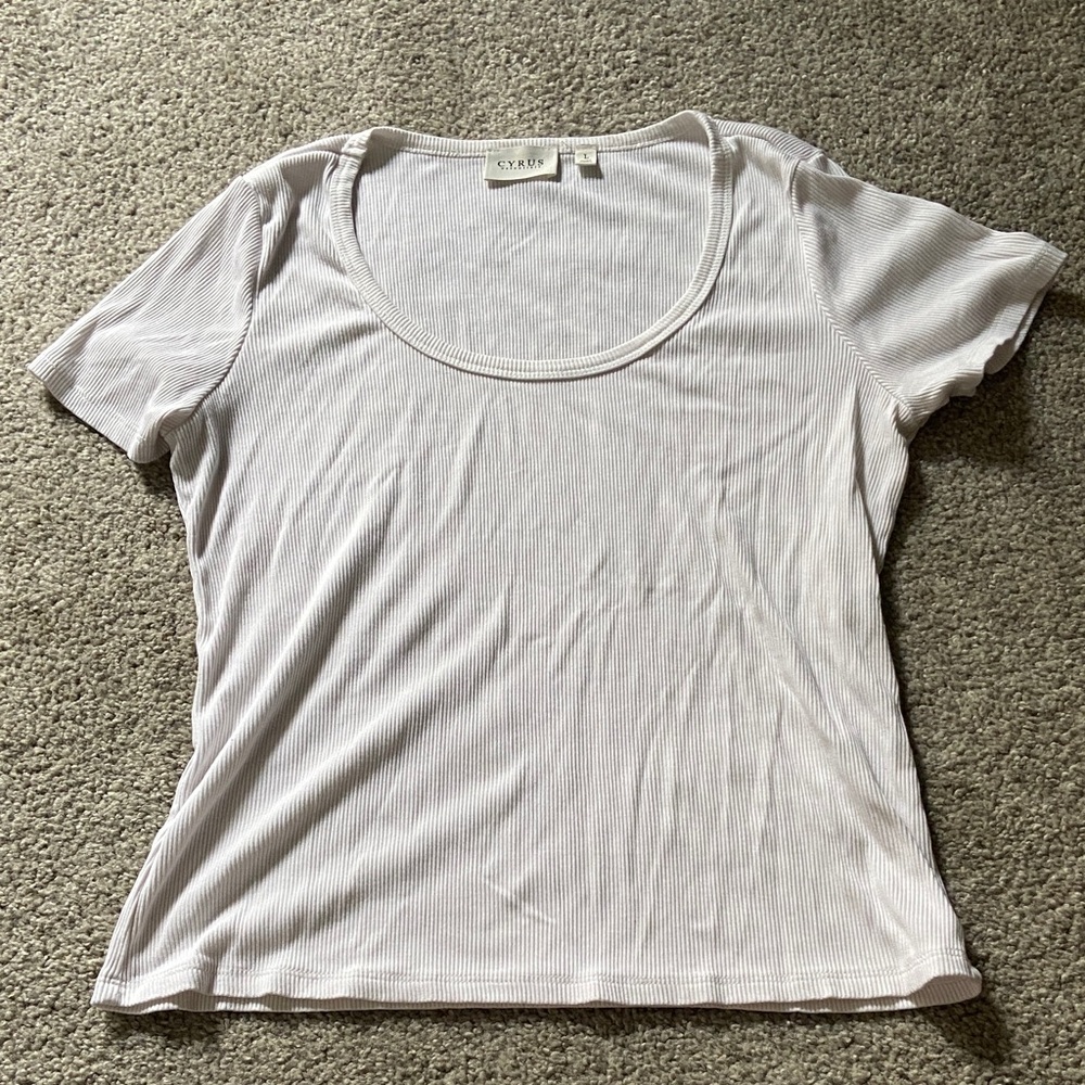 White Ribbed Women's Top